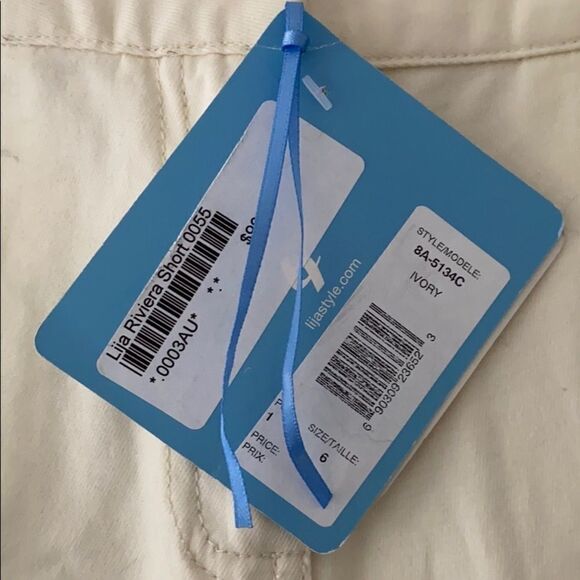 Lija Riviera Ivory Bermuda Golf Shorts Size 6 New With Tags - Picture 3 of 5